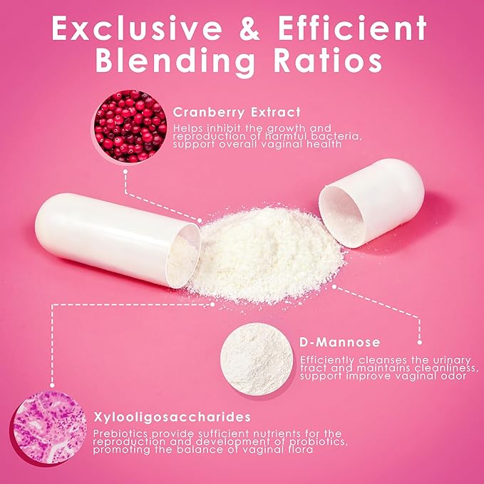 Vaginal Probiotics for Women, 70 Billion CFU for Vaginal Health, pH Balance, Urinary Tract, Digestive with Prebiotics, Organic Cranberry & D-Mannose for Vaginal Odor & Flora Supplements - 60 Capsules