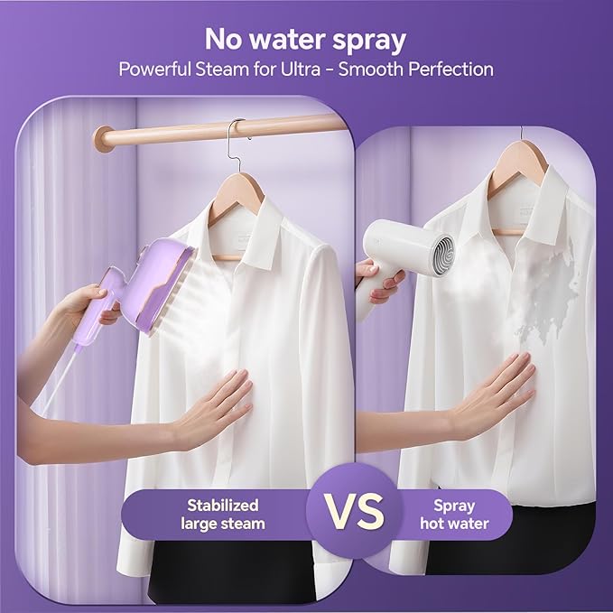 Travel Steamer Iron for Clothes, Portable 2-in-1 Dry & Steam Iron, 6 Smart Modes, 180° Rotatable Handle, 15s Fast Heat-Up, 15min Continuous Steam, Mini Steamer for Home & Travel