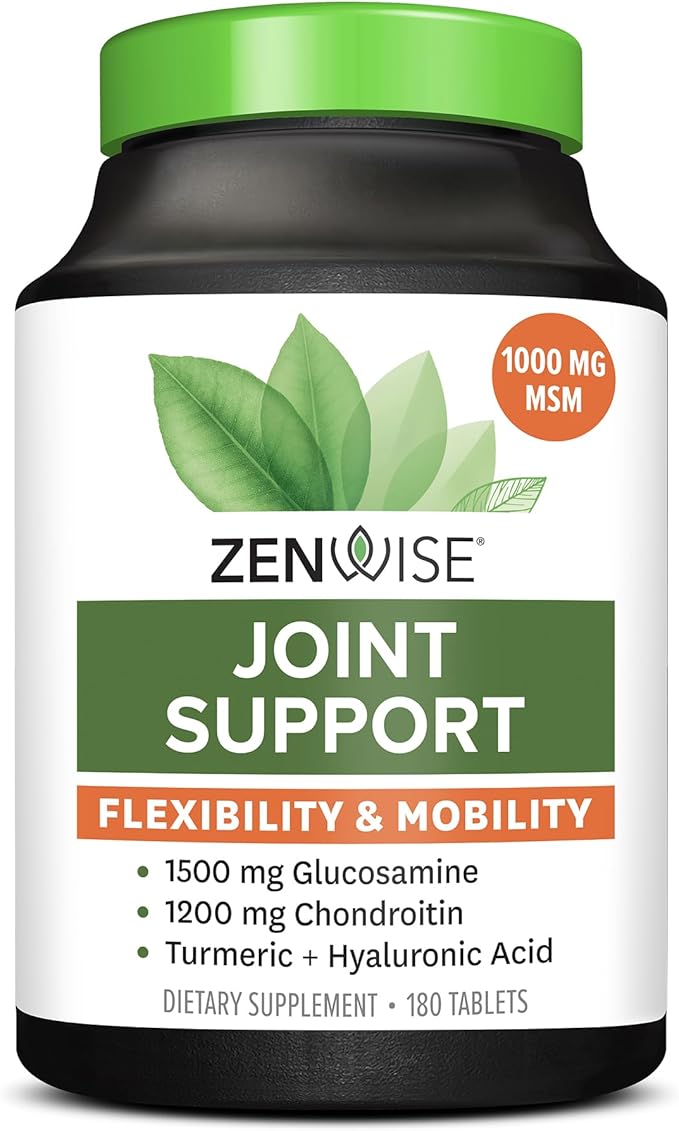 Zenwise Health Joint Support Supplement with Glucosamine Chondroitin MSM, Curcumin & Sulfate - Joint Health for Women & Men - Mobility & Flexibility Support for Knee, Cartilage & Bone - 180 Count