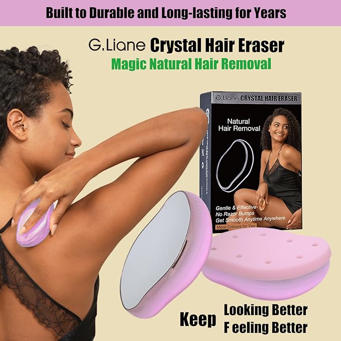 Crystal Hair Eraser,Upgraded Painless Crystal Hair Remover,Effective Nano Glass Hair Removal Device and Skin Exfoliation,Body Epilator for Women and Men(Light Pink)