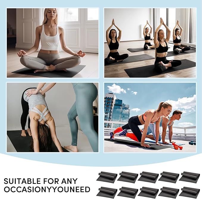 10 Pack Yoga Mats Bulk, 68'' x 24'' x 4mm Thick Black Yoga Mats for Kids and Adults, Anti-Slip Tear-Resistant Exercise Mat for Fitness Stretching Home Workout Gym and Studio
