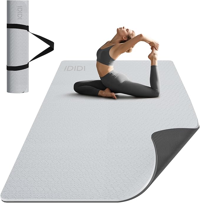 8mm Large Yoga Mat (6'x 4') - Extra Long and Wide 72 x 48 x 0.32 inches, Non-Slip POE Fitness Mat, Eco-Friendly, Thick Wide Exercise Mat for Home Workouts,Ideal for Yoga and Pilates.