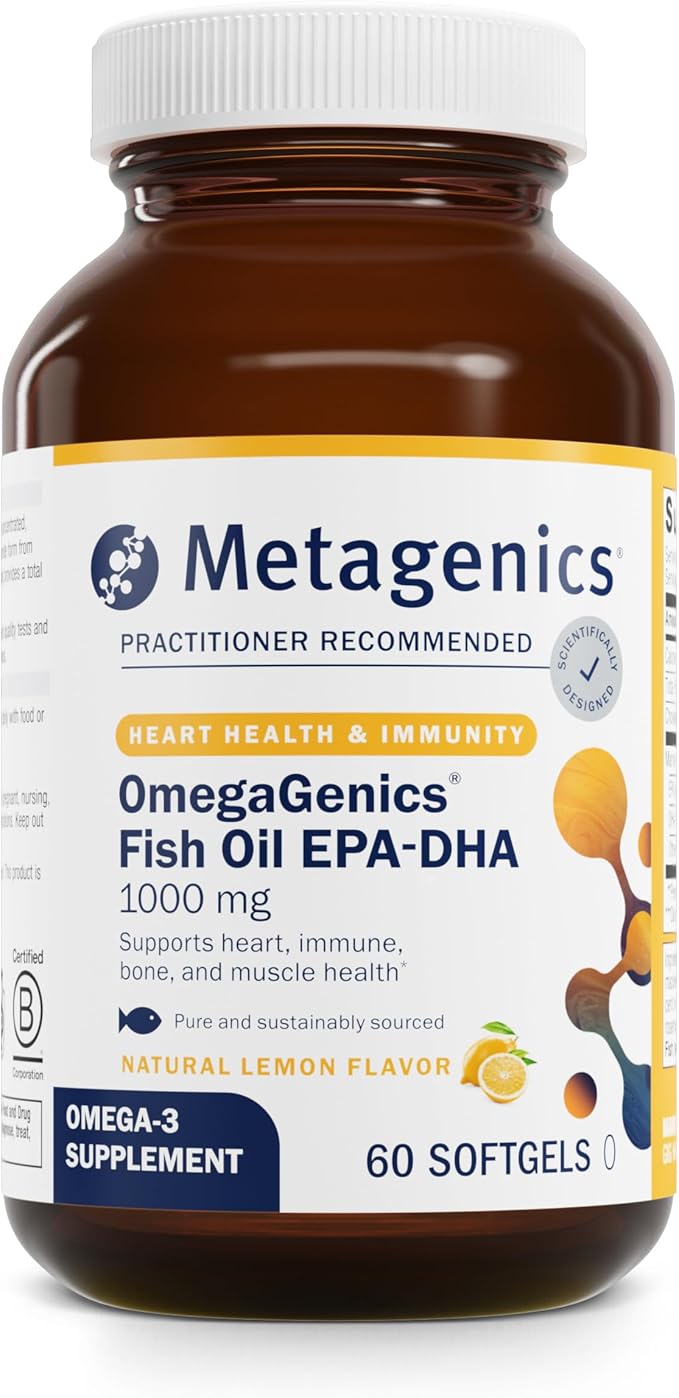 Metagenics OmegaGenics EPA-DHA 1000 mg - High Potency Omega-3 Fish Oil Supplement for Heart, Brain & Joint Health* - Sustainably Sourced - 60Softgels