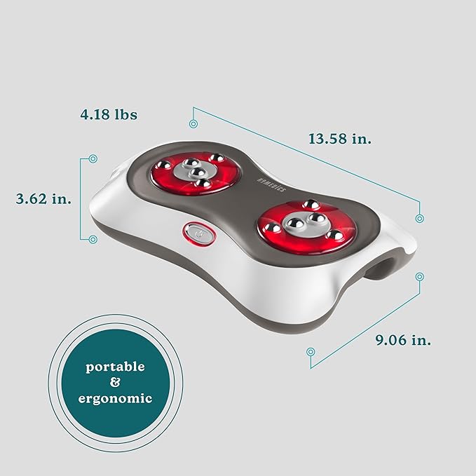 HoMedics Deluxe Shiatsu Foot Massager with Heat – Therapeutic Kneading & Rolling Foot Massager Machine, 4 Rotational Heads with 10 Massage Nodes, Toe-Touch Control