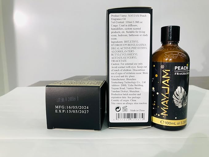 100ML/3.38FL.OZ Peach Fragrance Oils with Glass Dropper, Essential Oils for Diffusers for Home, Long Lasting Scented Oils for Diffusers Soap Candle Making