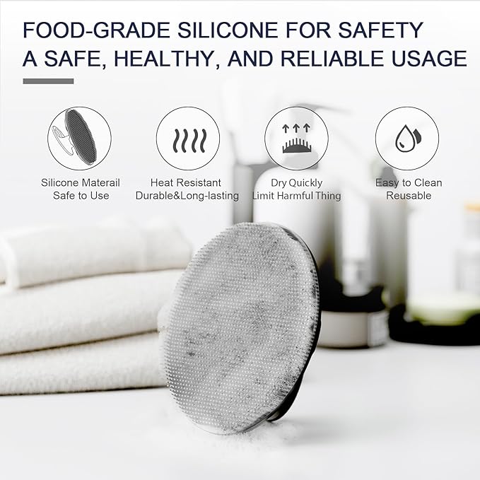 1 Pack Silicone Body Scrubber BEAUTAIL Bath Shower Brush and 1 Pack BEAUTAIL Silicone Scalp Massager Shampoo Brush, Black