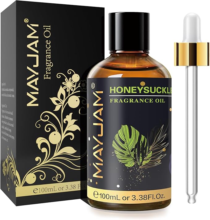 100ML/3.38FL.OZ Honeysuckle Fragrance Oils with Glass Dropper, Essential Oils for Diffusers for Home, Long Lasting Scented Oils for Diffusers Soap Candle Making