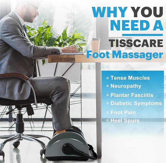 TISSCARE Shiatsu Foot Massager with Heat: FSA HSA Eligible Foot Massager for Neuropathy, Plantar Fasciitis and Pain Relief-Massage Feet/Leg/Calf/Ankle at Home/Office, Gifts for Women and Men(Gray)