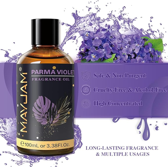 100ML/3.38FL.OZ Parma Violet Fragrance Oils with Glass Dropper, Essential Oils for Diffusers for Home, Long Lasting Scented Oils for Diffusers Soap Candle Making