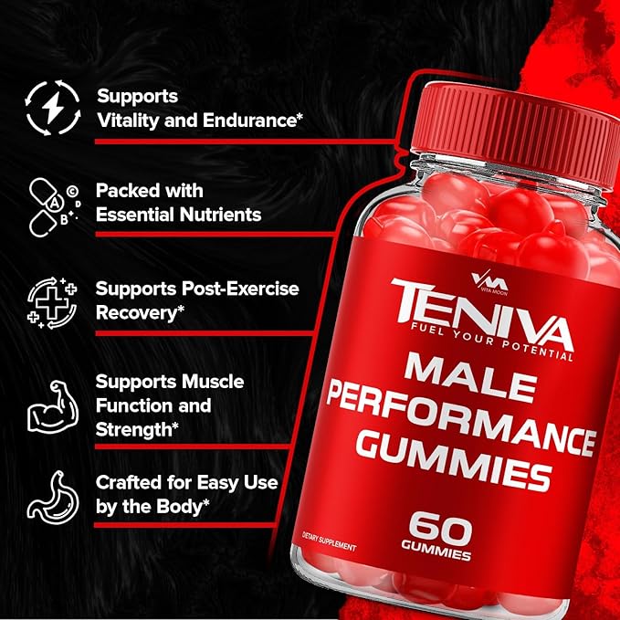 (1 Pack) Teniva Gummies, Teniva All Natural Gummys, Advanced Formula, 60 Gummies