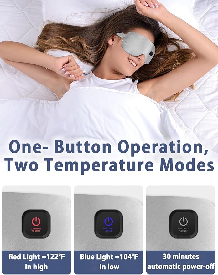 Silk Heated Eye Mask Cordless Rechargebale for Dry Eyes,Warm Eye Heating Pad No Pressure, Sleep Eye Mask Gift for Men Women