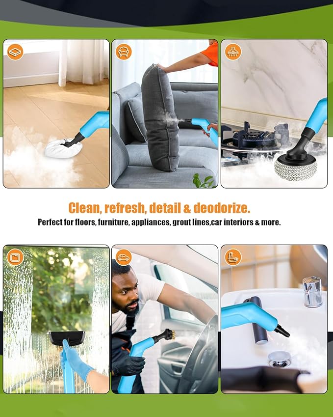 Steam Cleaner for Home, 10s Heat-Up, 4.5BAR High Pressure Portable Steamer for Cleaning, 3 Levels Adjustable Pressurized Handheld Steam Cleaner for Car, Grease,Tile, Dirt, Grout, Bed bugs, Blue