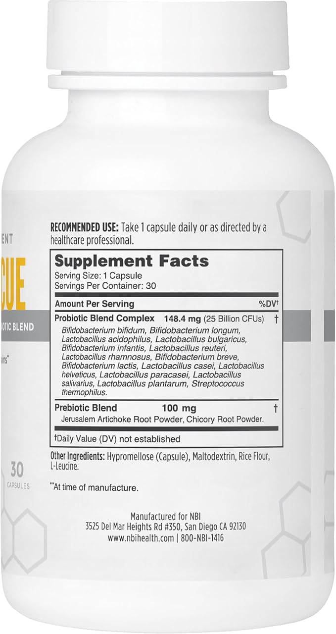 Belly Rescue: Probiotics & Prebiotics Blend for Women & Men, Once Daily for Digestive, Skin, and Immune Health, Shelf Stable
