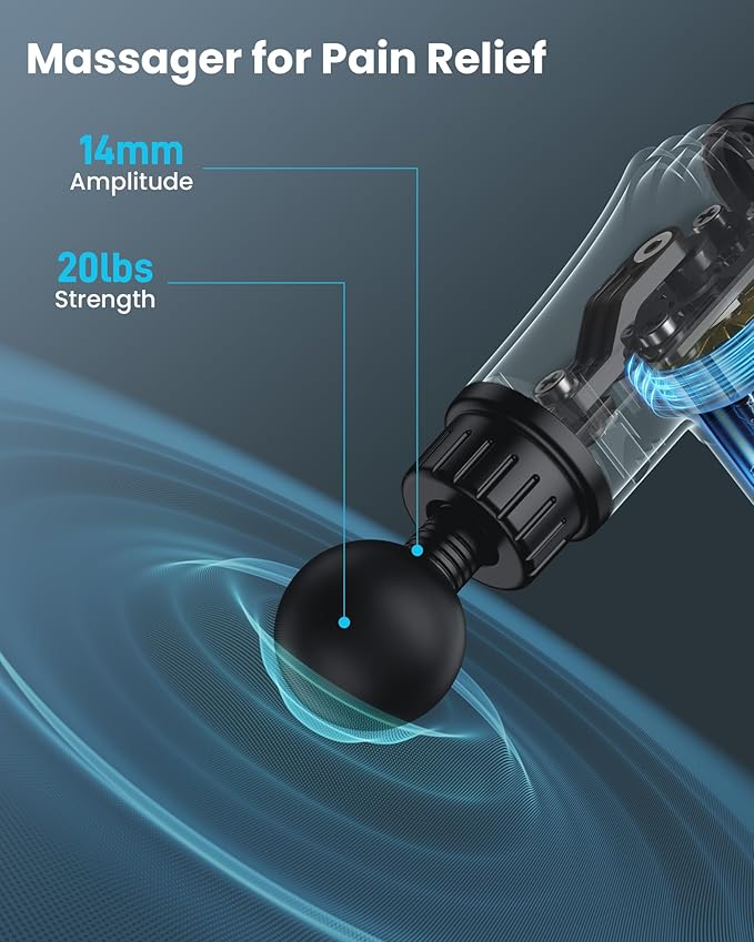 AYURA Massage Gun, Deep Tissue Percussion Massager Gun, Handheld Back Massager, Electric Massager with 30 Speeds and 6 Heads for Athletes Men Women