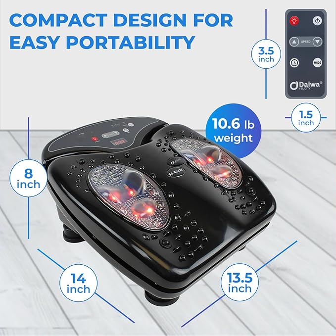 Daiwa Felicity Foot Vibe Pro Massager - Vibrating Electric Foot Massagers for Plantar Fasciitis Pain Relief Circulation Neuropathy - Calf Leg Feet Massage