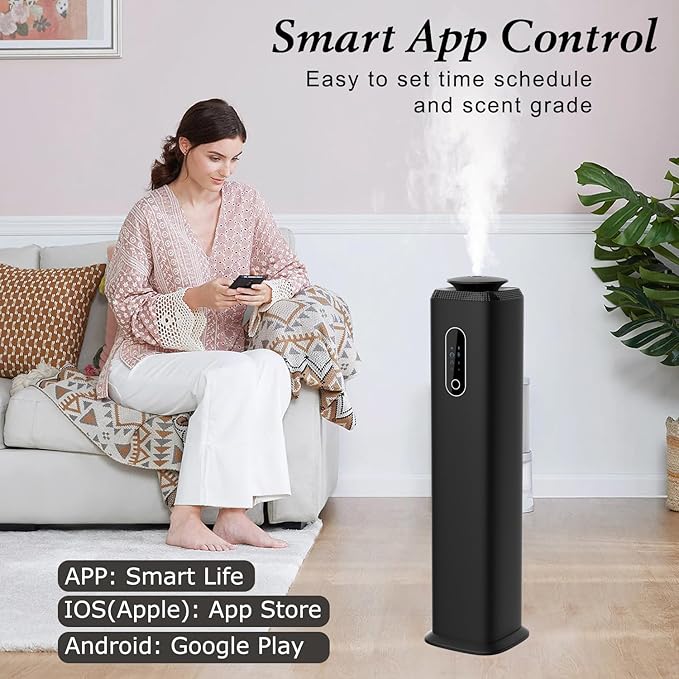 1000ML- Commercial Diffuser Machine With WIFI App Control for Whole House - Cover 10000 Sq Ft - Tower Hotel Scent Diffuser - Scent Air Machine & Waterless Essential Oil Diffuser for Large Room - Black