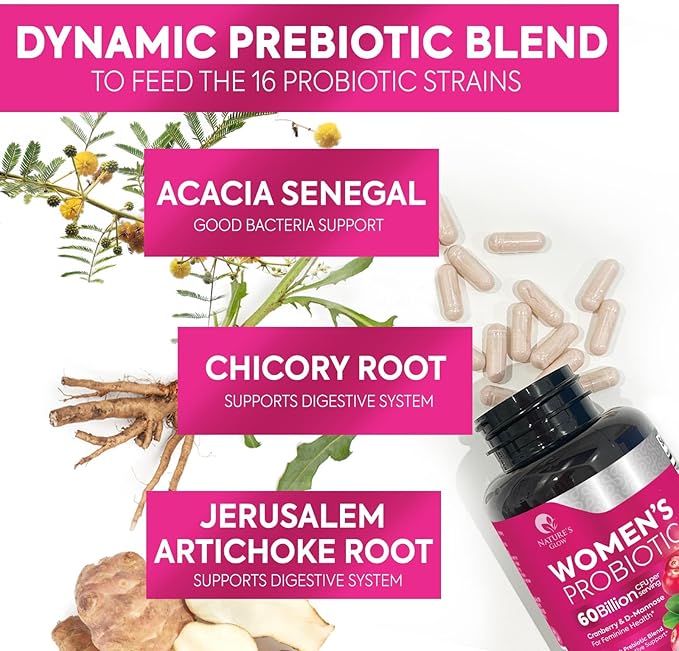 Probiotics For Women 50 Billion CFU - Women's Probiotic For Digestive Health 16 Unique Strains - Daily Vaginal PH Balance & Feminine Health Support, Womens Probiotic With Acidophilus - 120 Capsules
