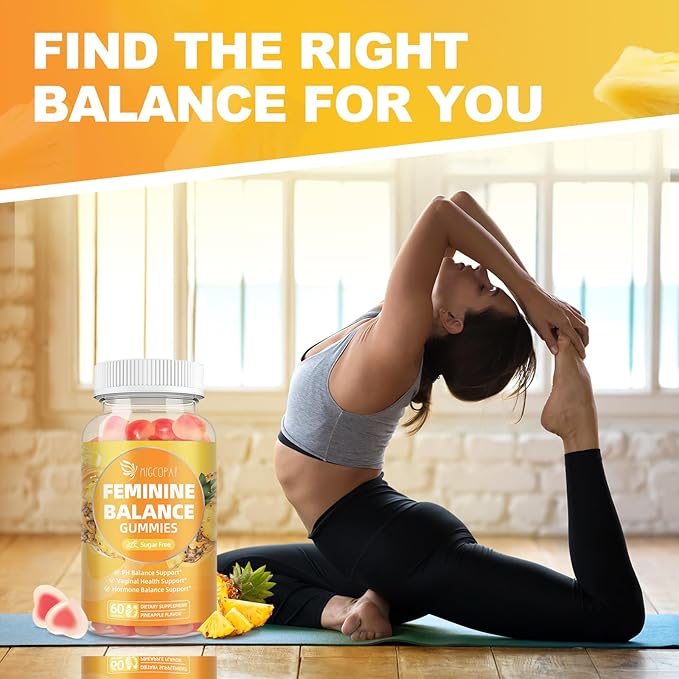 Premium Feminine Balance Gummies, Women’s Health Probiotics - 100 Billion CFU Probiotics - Immune Support, Gut Health, Hormone Balance, PH Balance Vitality, Pineapple Flavor, 60 Count