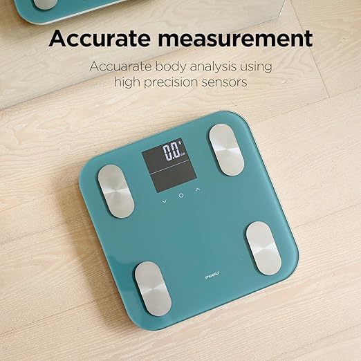 mooas Smart Scale for Body Weight Fat Bluetooth Scale, Digital Bathroom Scale with BMI, Body Fat, Muscle Mass Composition, LCD Accurate Wi-Fi Bluetooth Scale for Home Smartphone App, 396 lbs (Ivory)