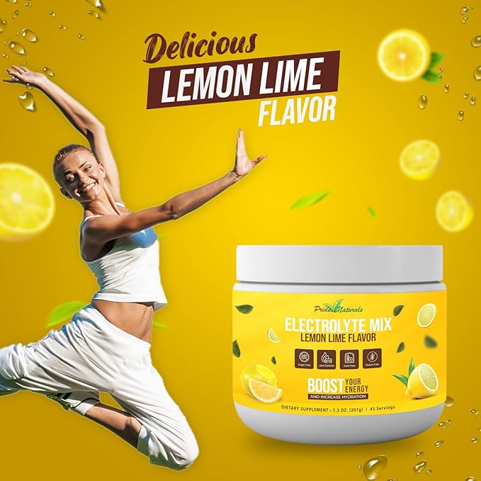 Electrolyte Powder - Refreshing Workout Recovery Electrolytes, Sugar Free, Gluten Free & Vegan, Pure Keto & Paleo Hydration Beverage, Immune Boosting Vitamins (198 Grams, Lemon Lime)
