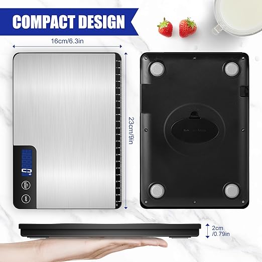Digital Kitchen Scale, Large Capacity, Easy Tare Function, Large LCD Display, Perfect for Cooking, Baking, and Meal Prep (Silver-2)