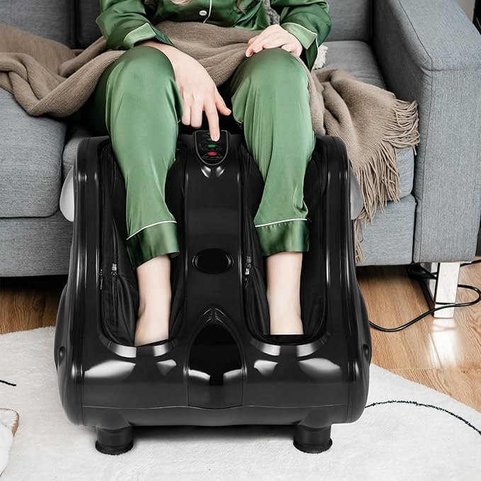 Giantex Foot and Calf Massager with Heat - Shiatsu Foot Massager Machine with Vibration, Deep Kneading, 3-Level Intensity Modes, Electric Foot Massager for Tired Feet, Leg, Calf Pain Relief (Black)