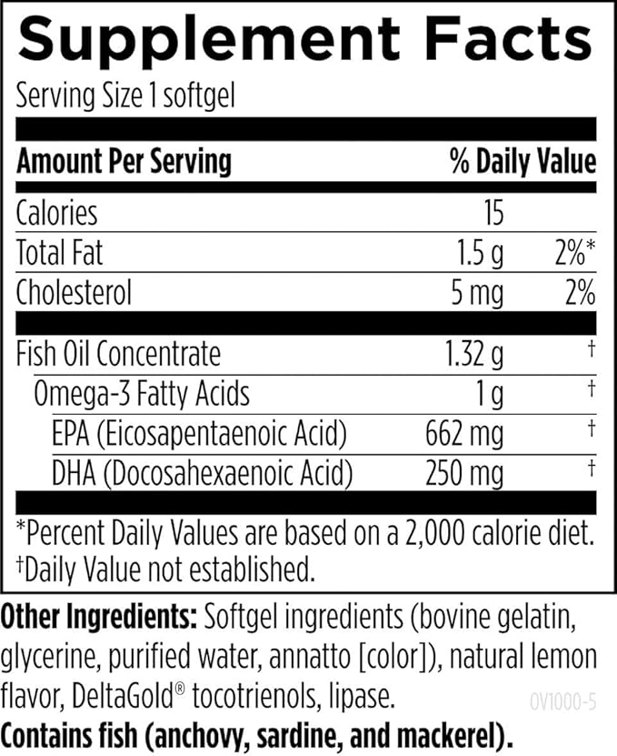 Designs for Health OmegAvail TG1000 - TG (Triglyceride) Fish Oil Supplement with EPA/DHA - Highly Concentrated 1000mg Omega-3 Per Softgel - Natural Lemon Flavor + No Fishy Aftertaste (60 Softgels)