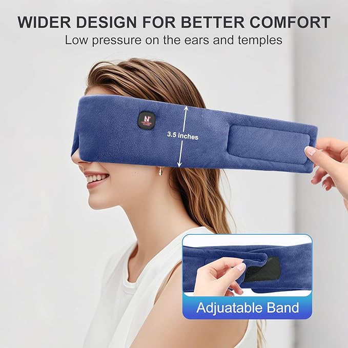 Heated Eye Mask, Cordless Warm Eye Compress for Dry Eyes MGD Stye Blephartitis, 2500mAh Electric Eye Heating Pad for Travel, Gifts for Men Women (Navy Blue)