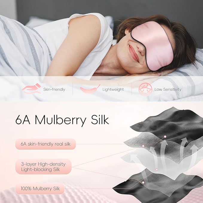 TOPOINT Silk Sleep Mask Light Blocking, 3 in 1 Cooling Heated Eye Mask for Sleeping, Includes Silk Senna Seed and Gel Masks, for Migraine Dry Eye Dark Circles Women Men