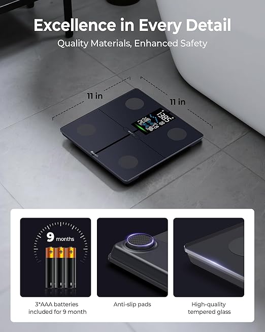 Smart Scale for Body Weight, Professional Bathroom Digital Scale with BMI, Body Fat, Muscle Mass, Most Accurate to 0.05lb, Large Display High Accurate Body Composition Machine with Fitness App