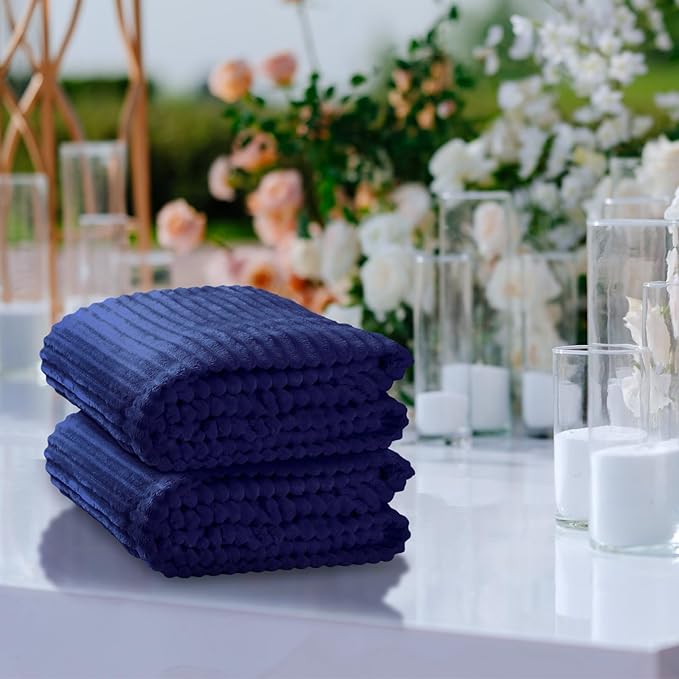 Buryeah 6 Pcs Flannel Throw Blanket Bulk 50 x 60 in Sleepover Blankets Outdoor Wedding Throw Lightweight, Oeko-TEX Standard 100 Certified for Sofa Donation Homeless Gifts (Navy)