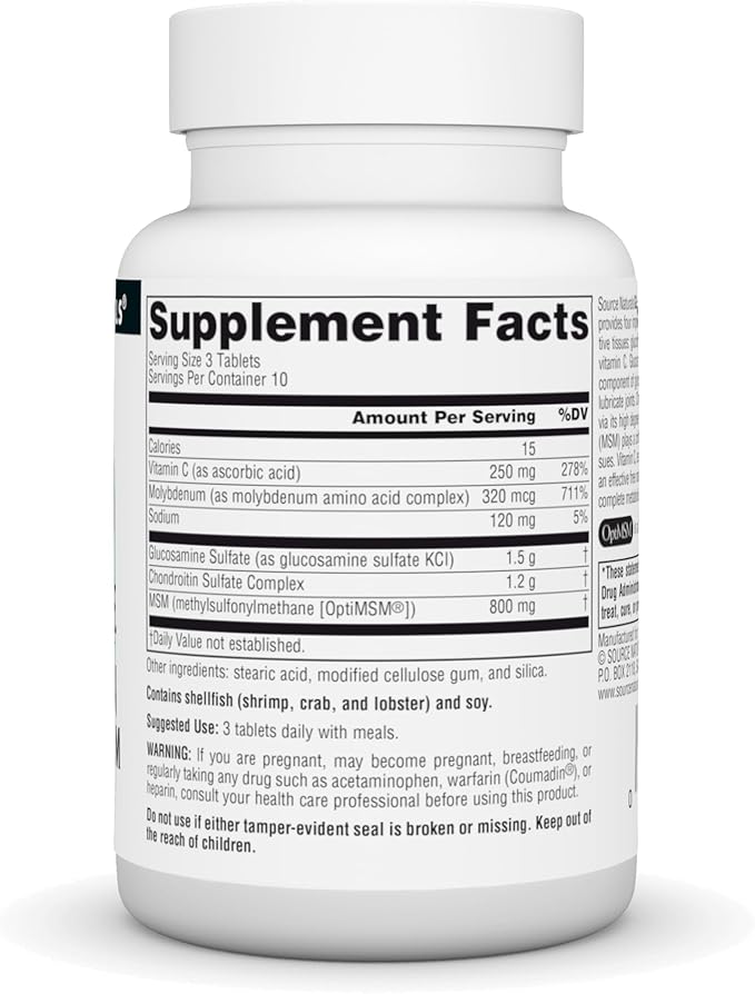 Source Naturals Glucosamine Chondroitin Complex with MSM, Promotes Healthy Joints and Connective Tissues* - 30 Tablets