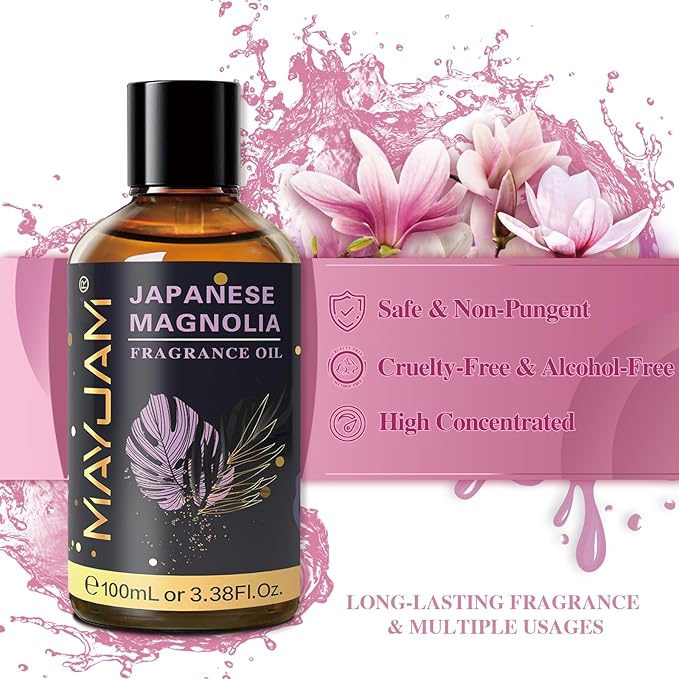 100ML/3.38FL.OZ Japanese Magnolia Fragrance Oils with Glass Dropper, Essential Oils for Diffusers for Home, Long Lasting Scented Oils for Diffusers Soap Candle Making