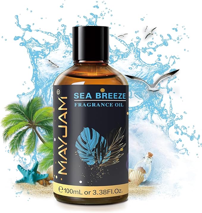 100ML/3.38FL.OZ Sea Breeze Fragrance Oils with Glass Dropper, Essential Oils for Diffusers for Home, Long Lasting Scented Oils for Diffusers Soap Candle Making