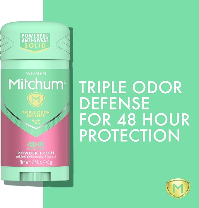 Women's Deodorant by Mitchum, Solid Antiperspirant Deodorant Stick, Powder Fresh, 2.7 Oz (Pack of 1)