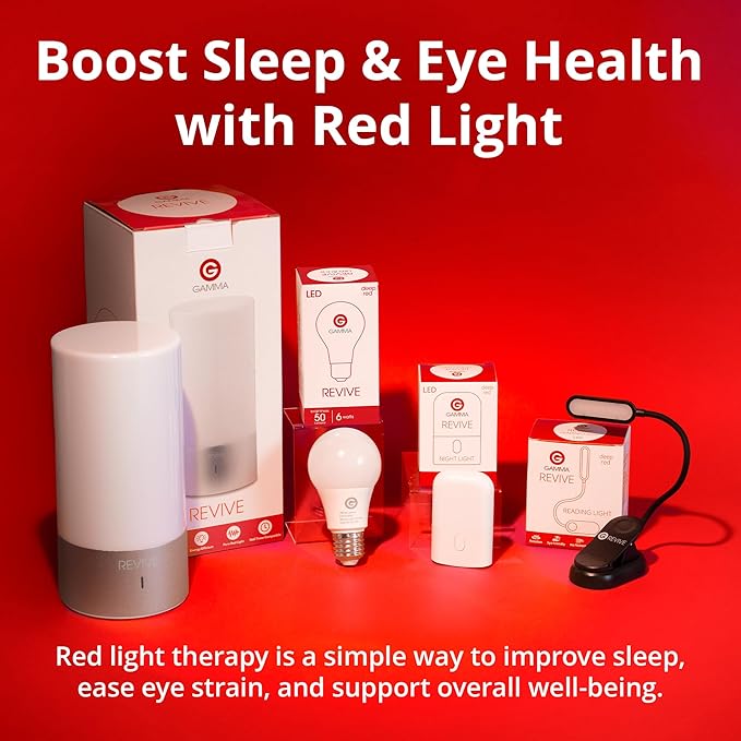 Revive by Gamma - 670nm - Red Light Bulb Sleep Therapy - Melatonin Promoting Natural Sleep Aid