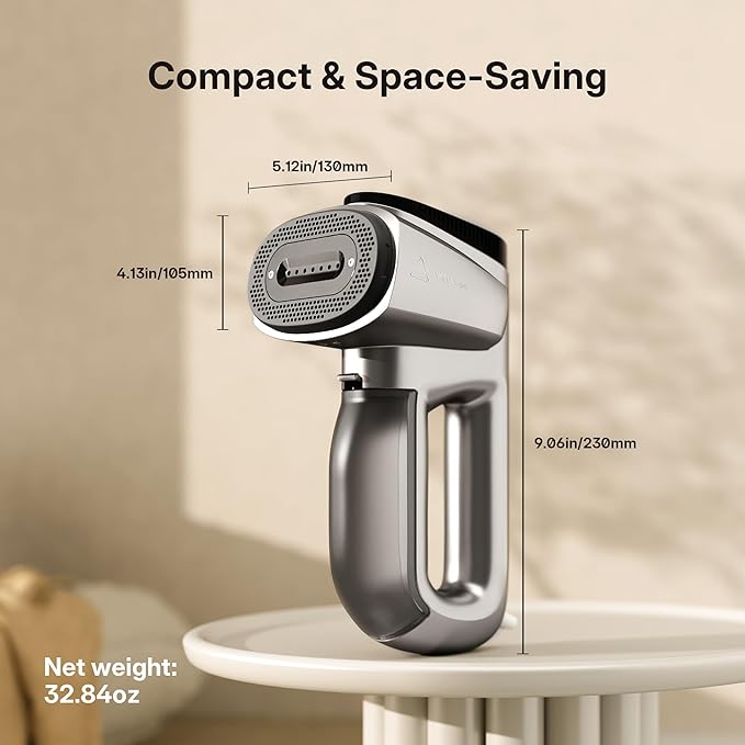 GKJ Steamer for Clothes, Handheld Vacuum Steamer 2300 Pa Suction, Portable Travel Steamers for Clothes, Steaming & Ironing 2 In 1, Auto-Grip, Removes Wrinkle