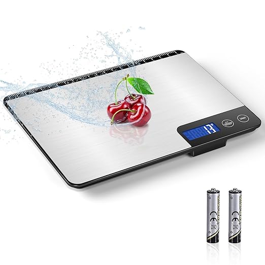Digital Kitchen Scale, Large Capacity, Easy Tare Function, Large LCD Display, Perfect for Cooking, Baking, and Meal Prep (Silver-2)