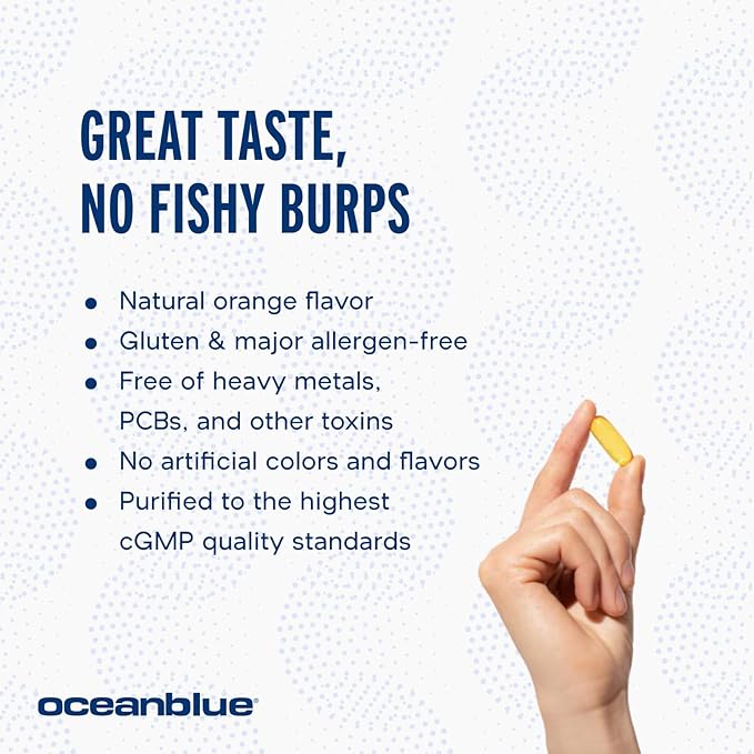 Oceanblue Professional Triple Strength Omega DPA Fish Oil Supplements 2100mg, High Potency EPA DHA DPA, Wild Caught, Burpless, 69 Servings (138 Count Natural Orange Flavor)
