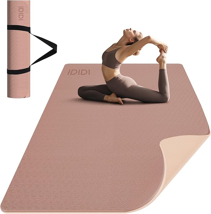 8mm Large Yoga Mat (6'x 4') - Extra Long and Wide 72 x 48 x 0.32 inches, Non-Slip POE Fitness Mat, Eco-Friendly, Thick Wide Exercise Mat for Home Workouts,Ideal for Yoga and Pilates.