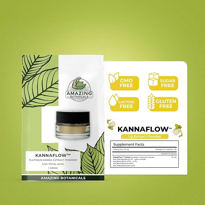 Kanna Extract Powder, Premium Lab Refined Sceletium Tortuosum Extract | 5.5% Active Alkaloids, 80% Mesembrine - 25mg Alkaloid-rich extract - Includes dosing Spoon - (1 Gram) 40 servings