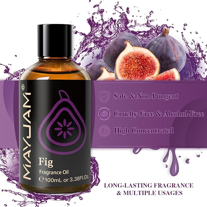 100ML/3.38FL.OZ Fig Fragrance Oils with Glass Dropper, Essential Oils for Diffusers for Home, Long Lasting Scented Oils for Diffusers Soap Candle Making