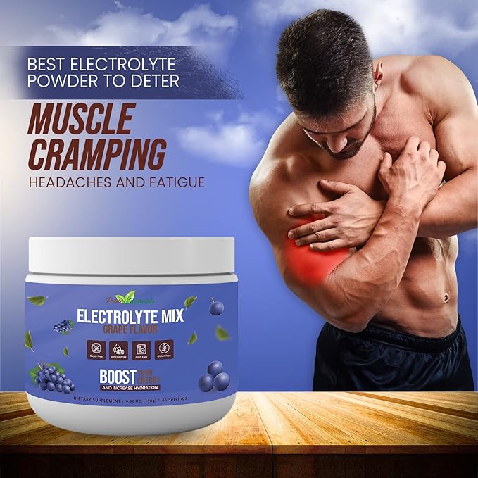 Electrolyte Powder - Refreshing Workout Recovery Electrolytes, Sugar Free, Gluten Free & Vegan, Pure Keto & Paleo Hydration Beverage, Immune Boosting Vitamins (198 Grams, Grape)