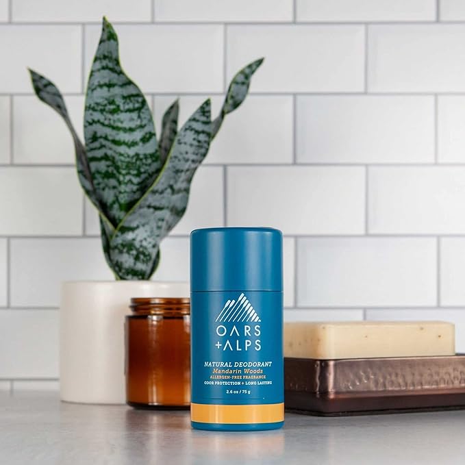 Oars + Alps Aluminum Free Deodorant for Men and Women, Dermatologist Tested and for Sensitive Skin, Vegan, Mandarin Woods, 2 Pack, 2.6 Oz Each
