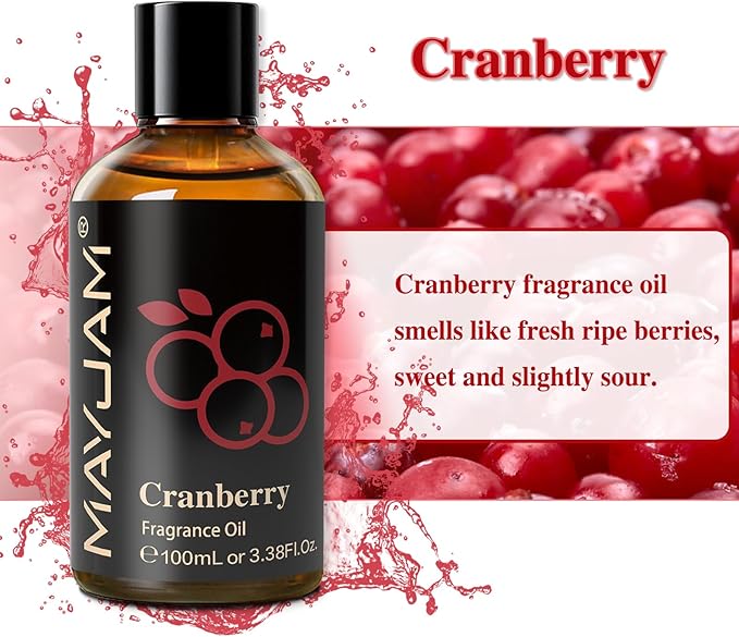 100ML/3.38FL.OZ Cranberry Fragrance Oils with Glass Dropper, Essential Oils for Diffusers for Home, Long Lasting Scented Oils for Diffusers Soap Candle Making
