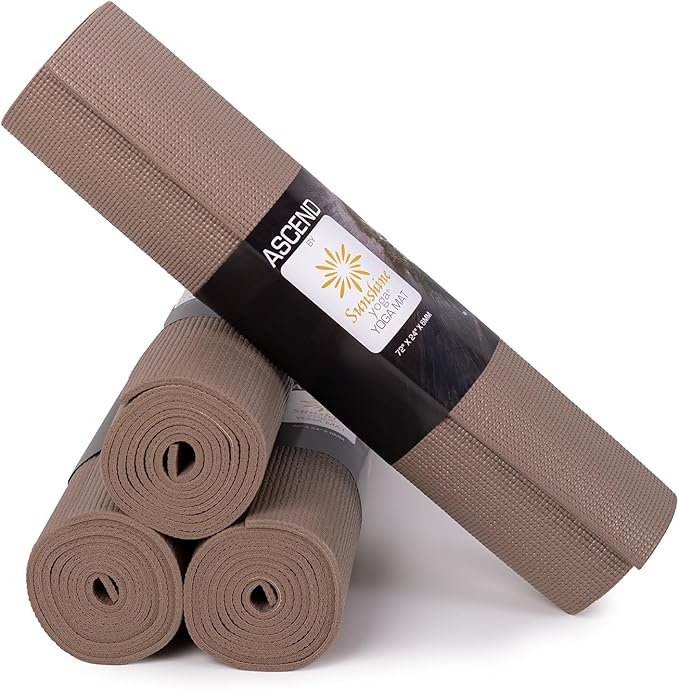 Sunshine Yoga 4 or 10 Pack Ascend Yoga Mat - 72" x 24" x 6mm Non-Slip Exercise Mat - Tear-Resistant, Non-Toxic Workout Mats for Pilates, Home, Studio, Fitness, Gym, Training, Floor Stretching