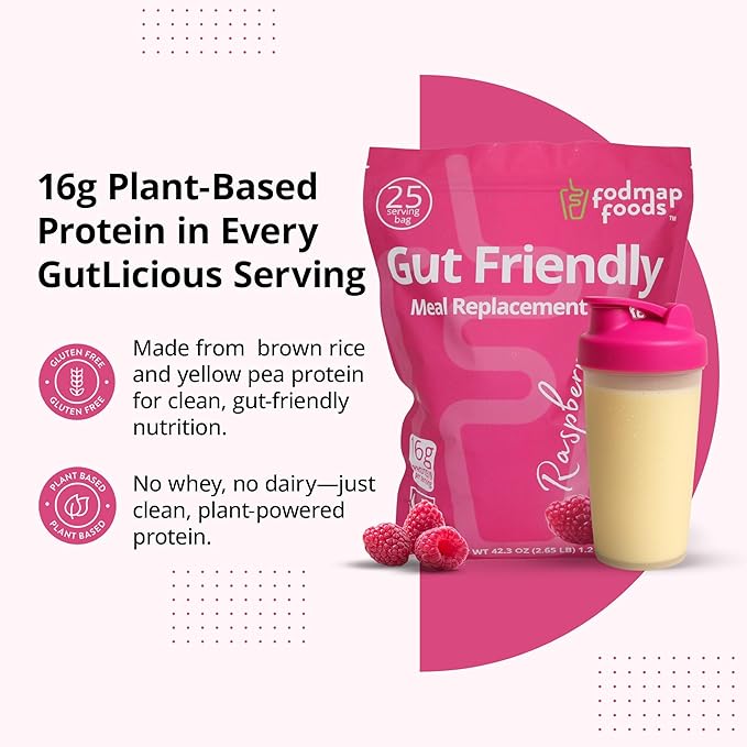 Certified Protein Shake Powder Meal Replacement – Gut Friendly 16g Plant Based Protein, Low Fermentation, Gluten-Free High Protein Meal Replacement Shake Powder | 25 Servings 44.1oz