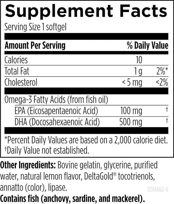 Designs for Health OmegAvail Ultra DHA - Highly Concentrated DHA Triglyceride Fish Oil, TG Fish Oil with 500mg DHA + 100mg EPA - No Fishy Aftertaste (60 Softgels)