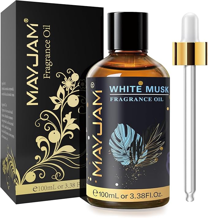 100ML/3.38FL.OZ White Musk Fragrance Oils with Glass Dropper, Essential Oils for Diffusers for Home, Long Lasting Scented Oils for Diffusers Soap Candle Making