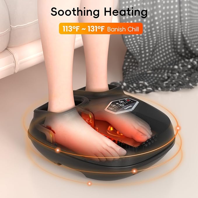 Howdy Foot Massager with Heat and Remote for Plantar Fasciitis, 2025 Heated Shiatsu Feet Massager for Neuropathy, Christmas Gift for Mom Dad Women Men, Wireless Control